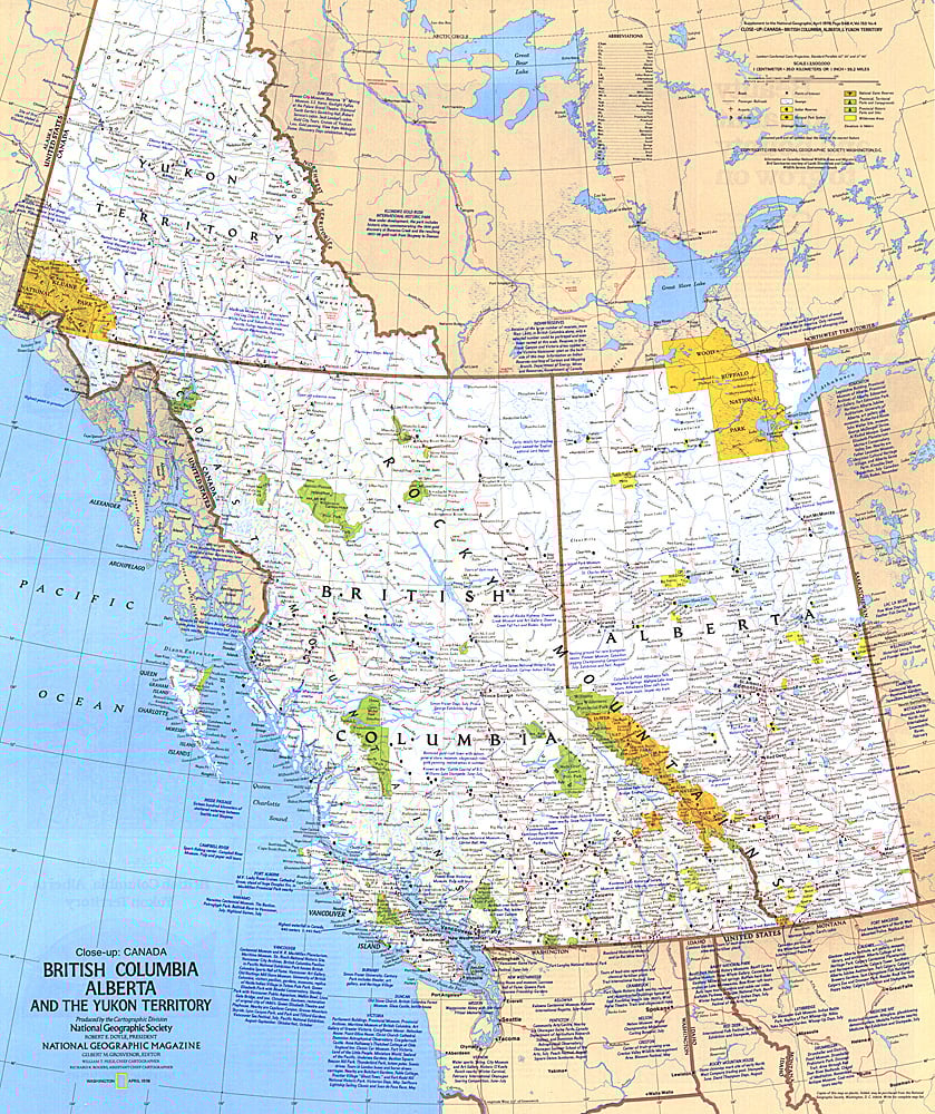 1978 British Columbia, Alberta and the Yukon Territory Map