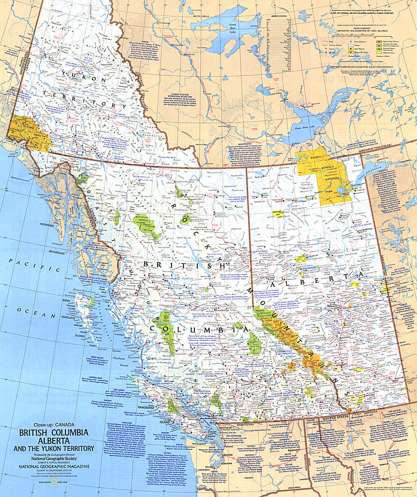 1978 British Columbia, Alberta and the Yukon Territory Map