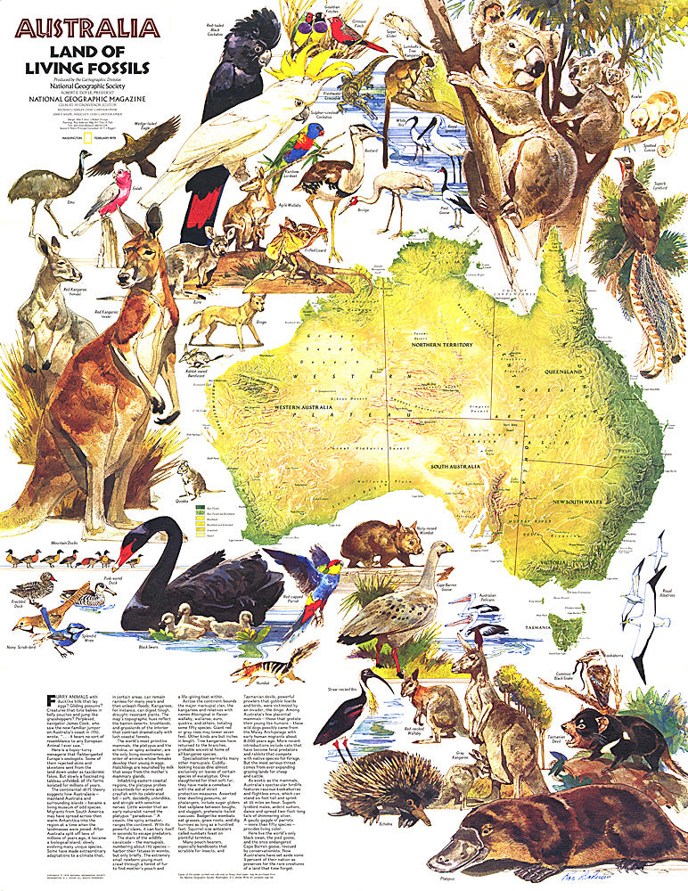 1979 Australia, Land of Living Fossils Map
