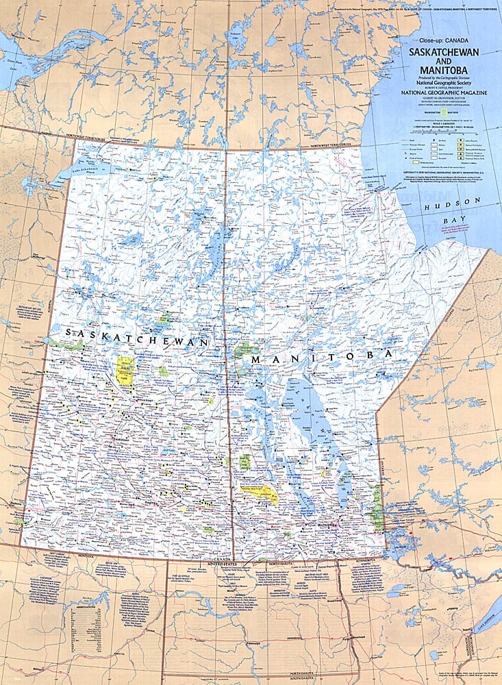 1979 Saskatchewan and Manitoba Canada Map