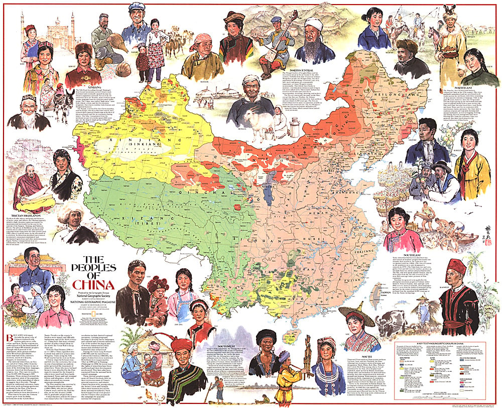 1980 Peoples of China Map