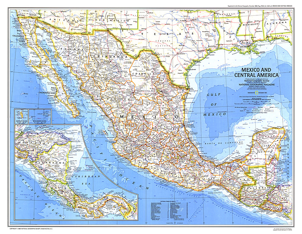 1980 Mexico and Central America Map