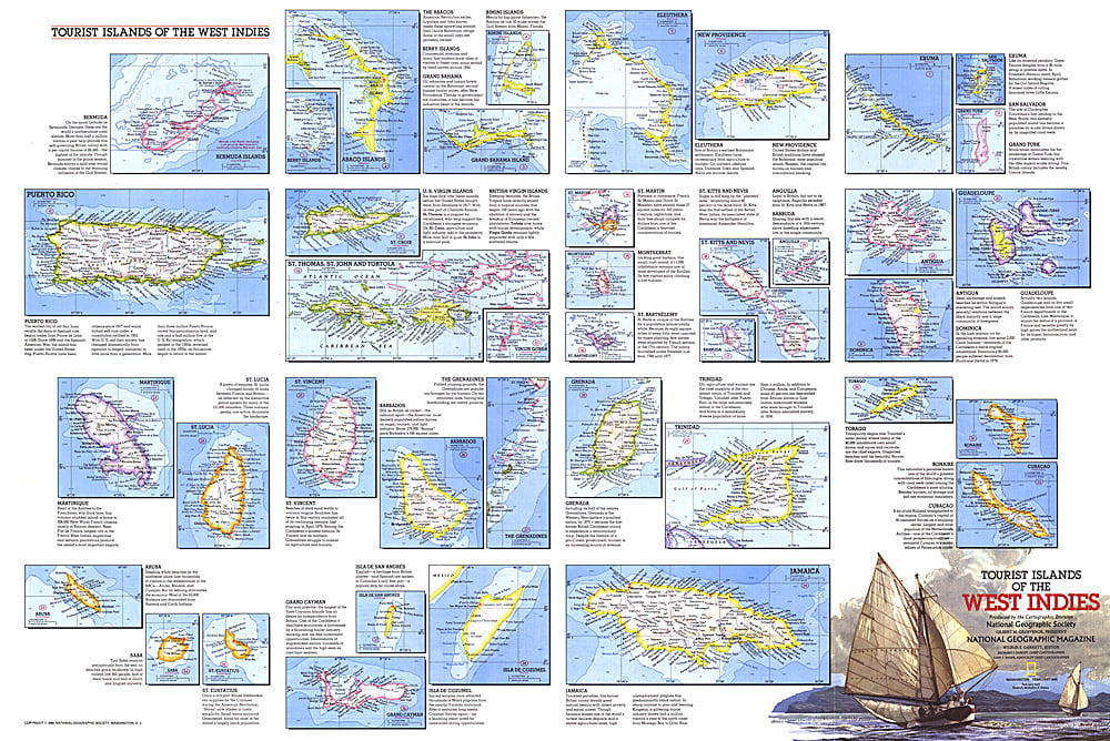 1981 Tourist Islands of the West Indies Map