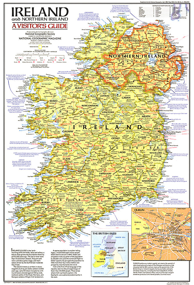 1981 Ireland and Northern Ireland Visitors Guide Map