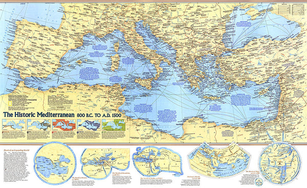 1982 Historic Mediterranean, 800 BC to AD 1500 Map – Longitude Maps