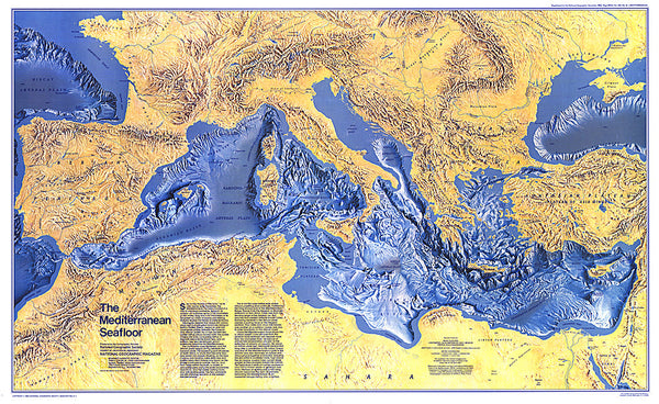 1982 Mediterranean Seafloor Map – Longitude Maps
