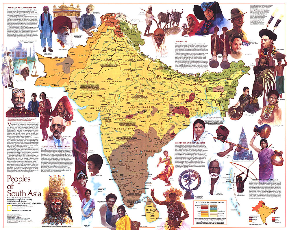 1984 Peoples of South Asia Map