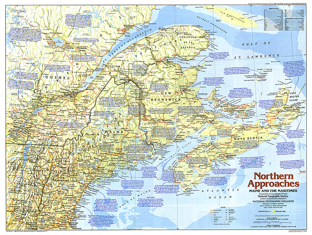 1985 Northern Approaches Maine to the Maritimes Map