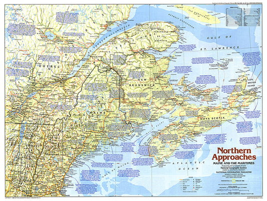 1985 Northern Approaches Maine to the Maritimes Map