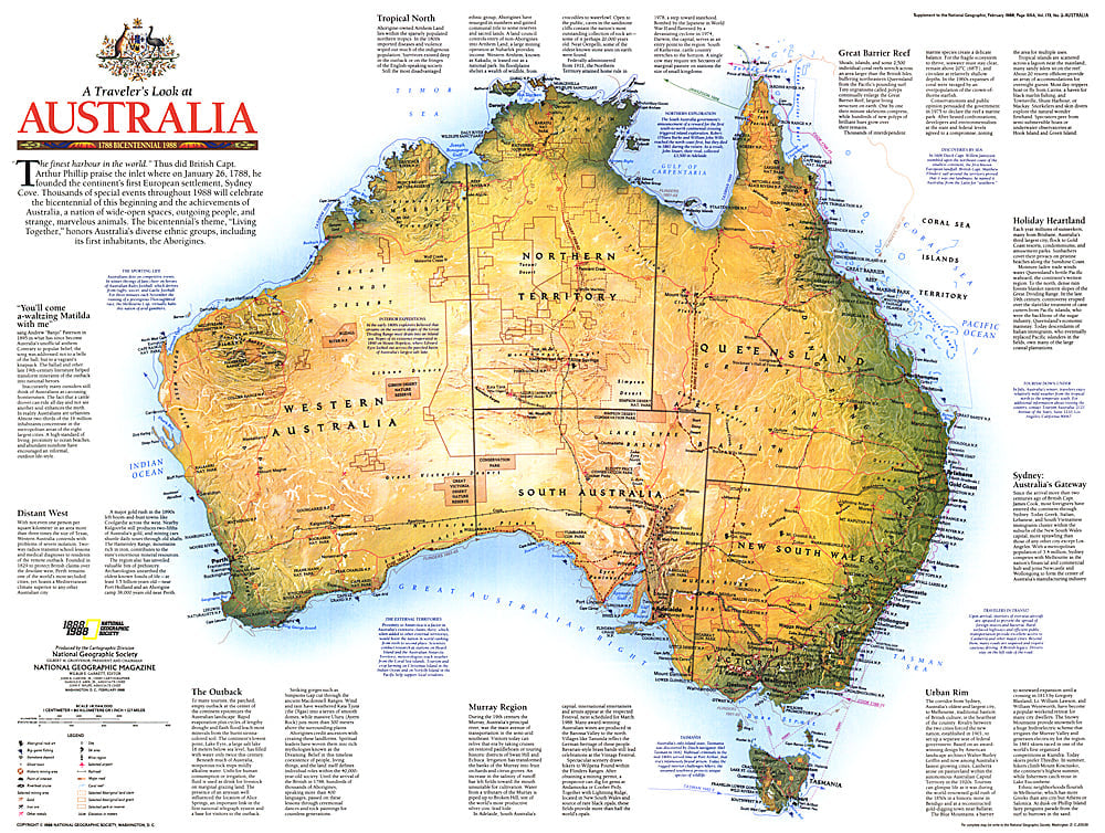 1988 Travelers Look At Australia Map