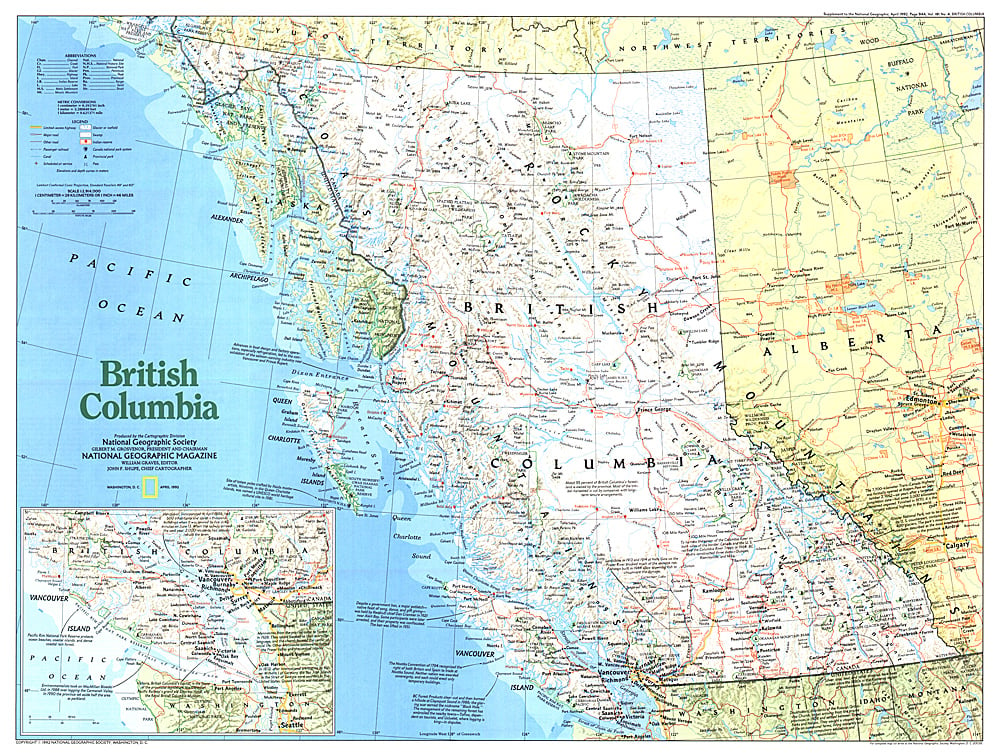 1992 Making of Canada, British Columbia Map