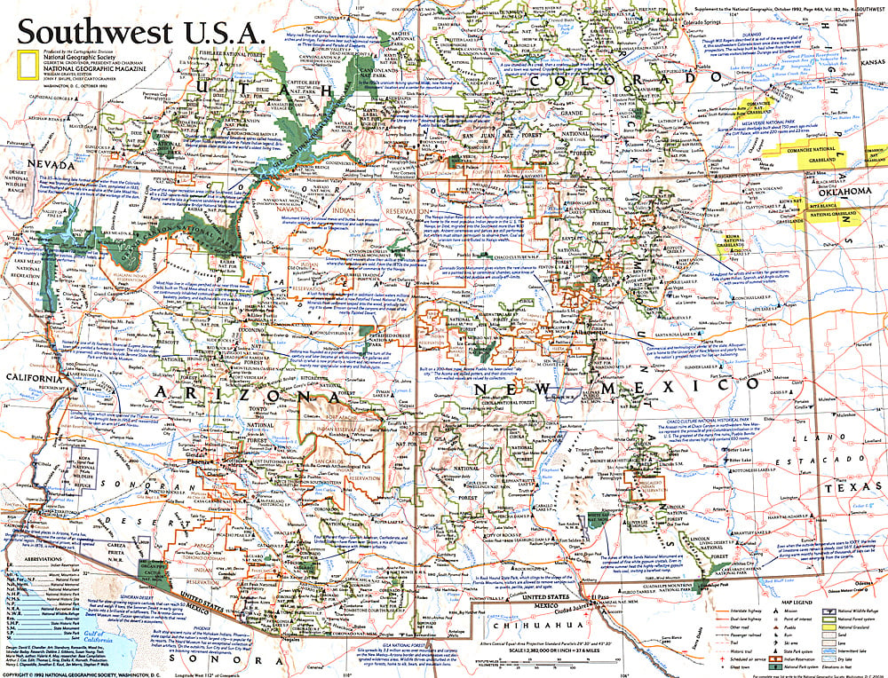 1992 Southwest, USA Map