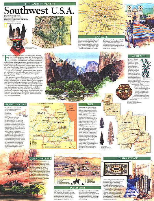 1992 Southwest, USA Map, Land of Open Sky