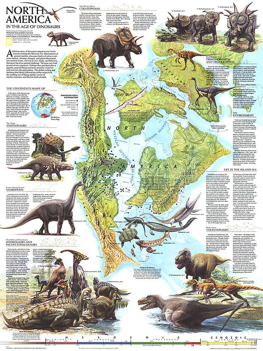 1993 North America in the Age of the Dinosaurs Map