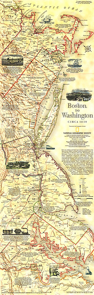 1830 Boston To Washington Circa 1830 Map