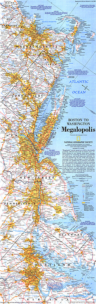 1994 Boston To Washington Megalopolis Map