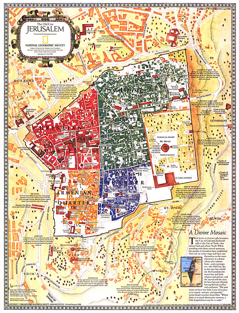 1996 Jerusalem, the Old City Map