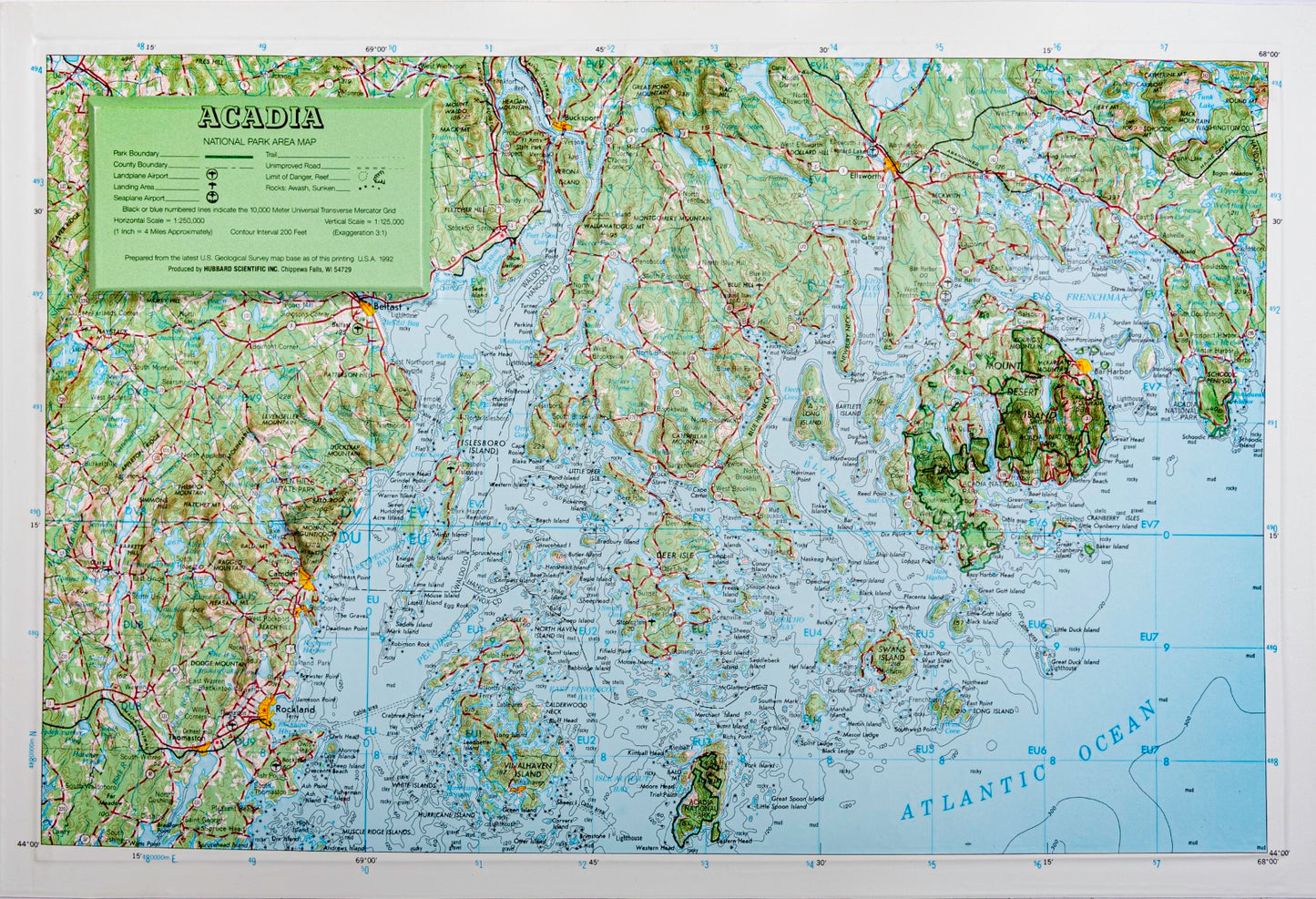 Acadia National Park Raised Relief Map