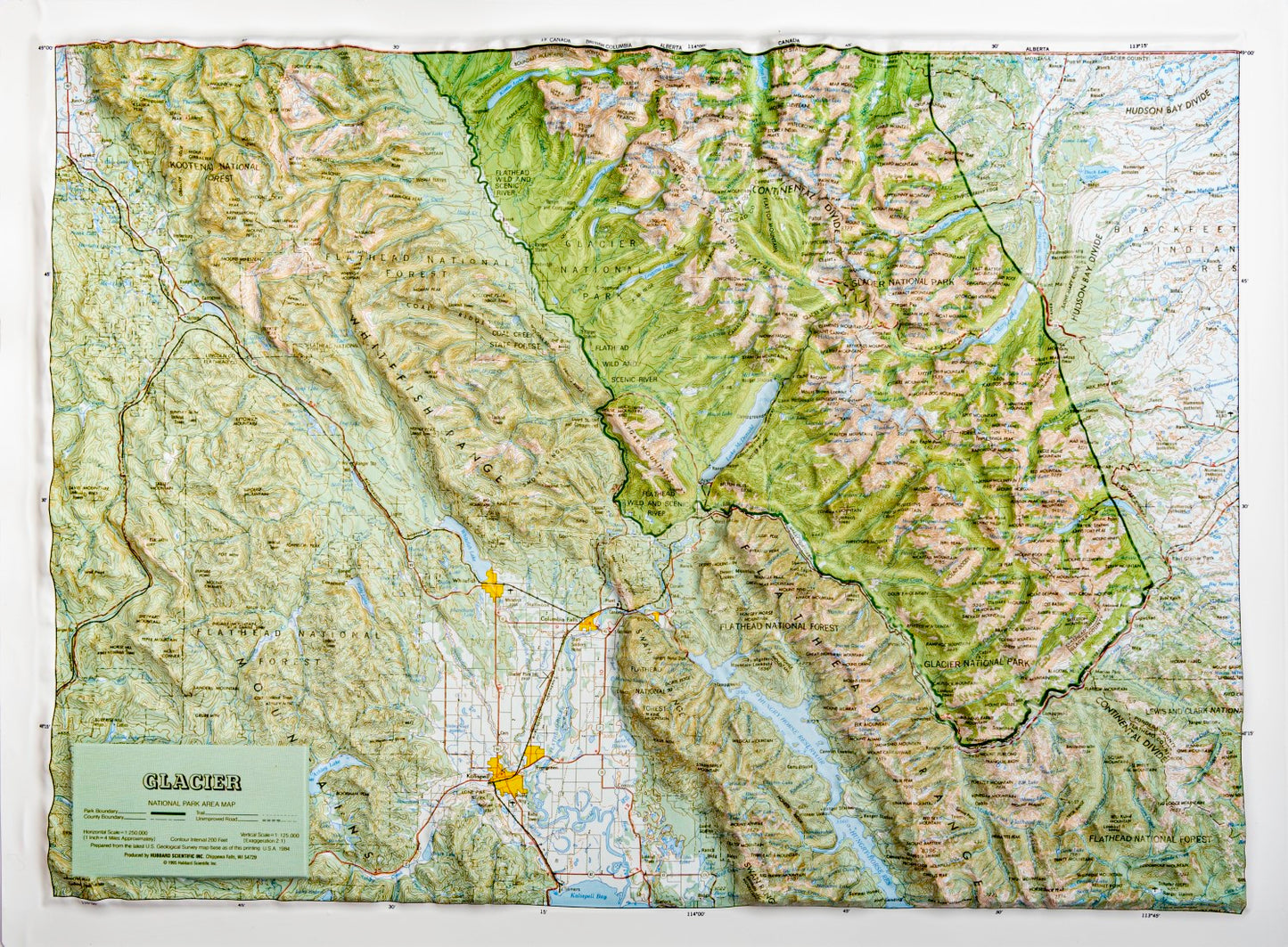 Glacier National Park Raised Relief Map