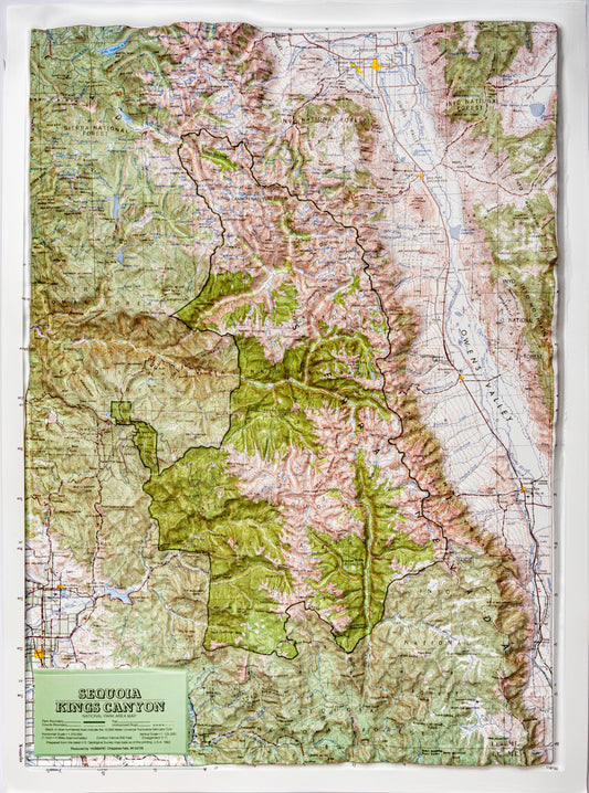 Sequoia and Kings Canyon National Park Raised Relief Map