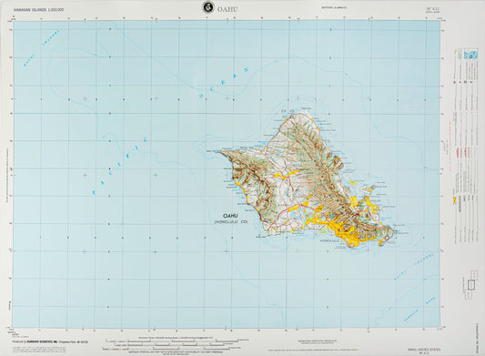 Oahu, Hawaii (NF 4-11) Raised Relief Map