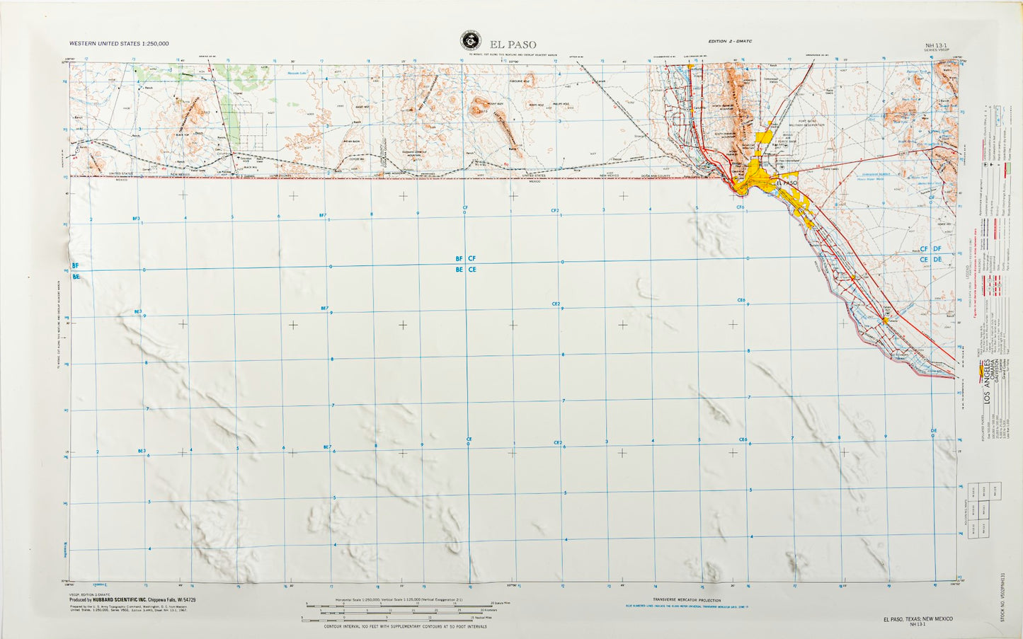 El Paso, Texas (NH 13-1) Raised Relief Map