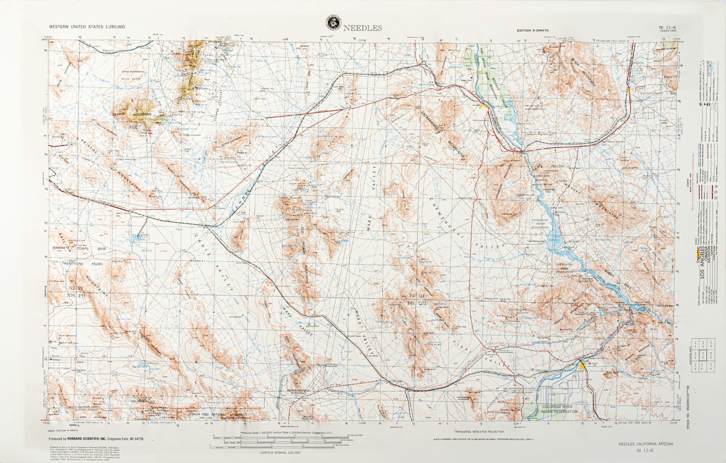 Needles, California (NI 11-6) Raised Relief Map