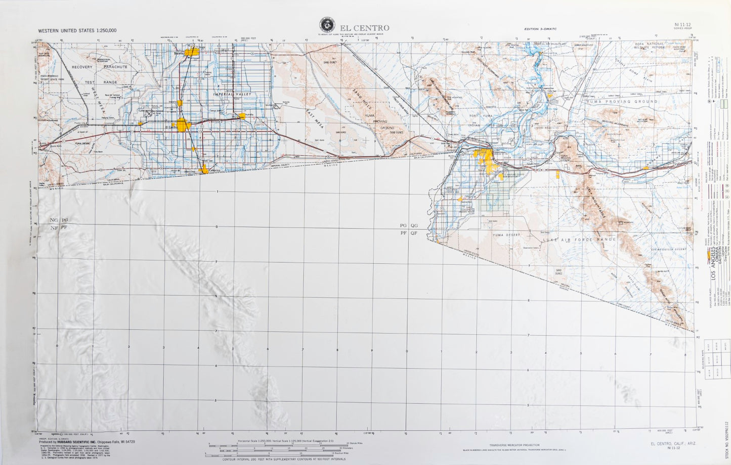 El Centro, California (NI 11-12) Raised Relief Map