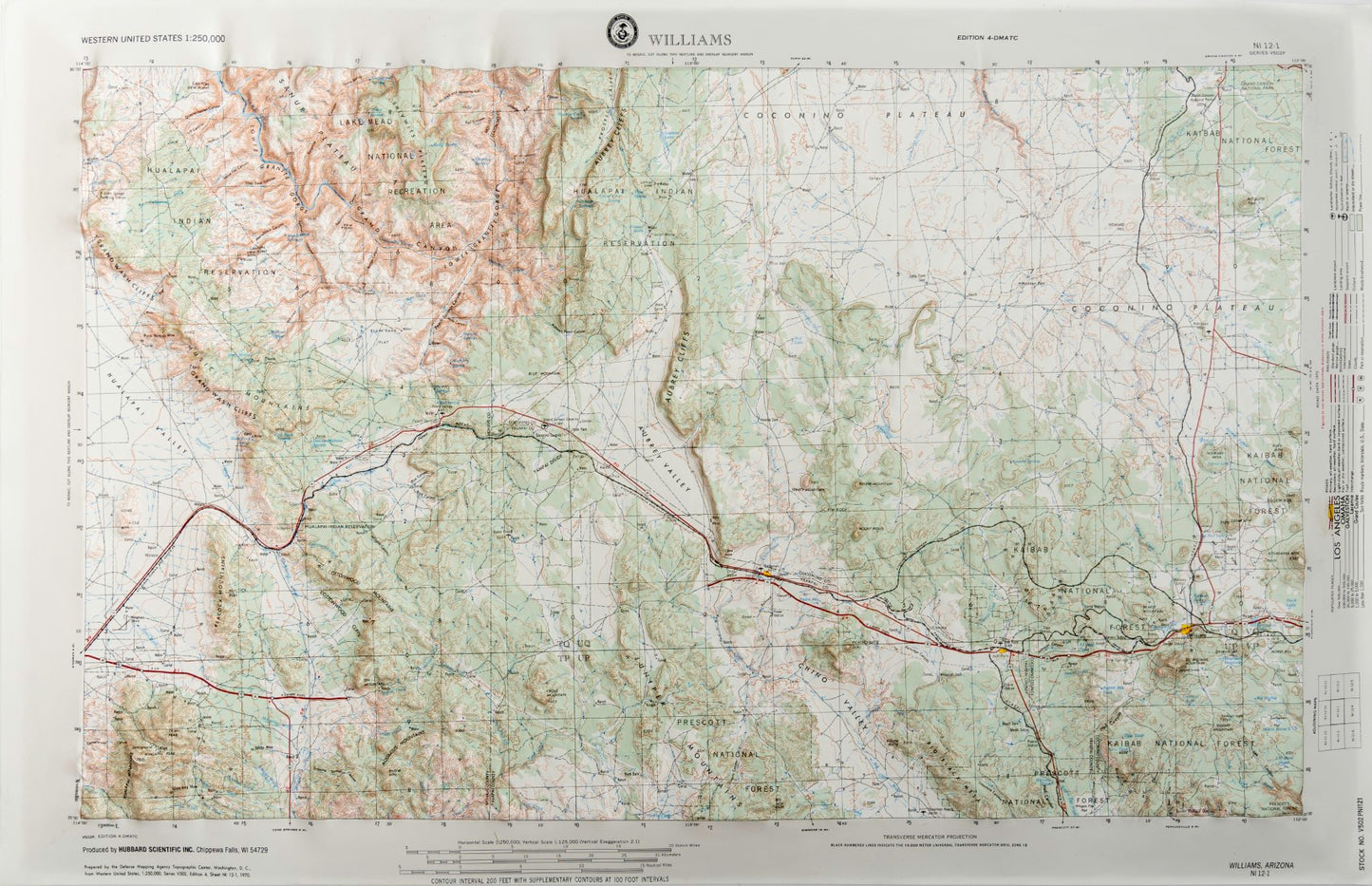 Williams, Arizona (NI 12-1) Raised Relief Map