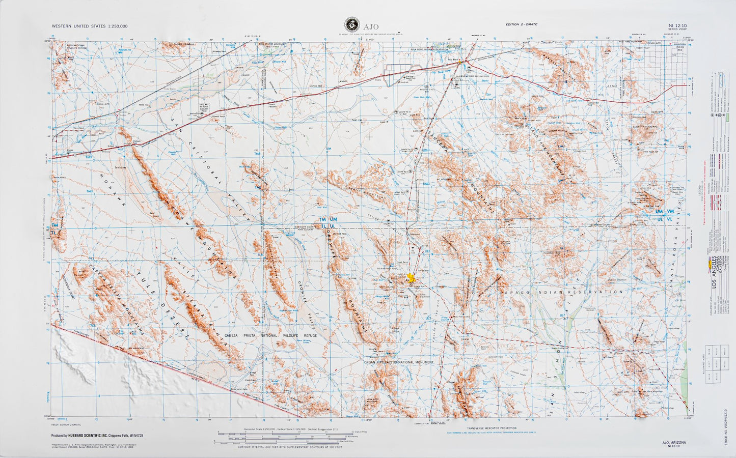 Ajo, Arizona (NI 12-10) Raised Relief Map