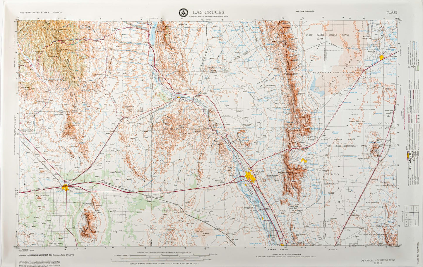 Las Cruces, New Mexico (NI 13-10) Raised Relief Map