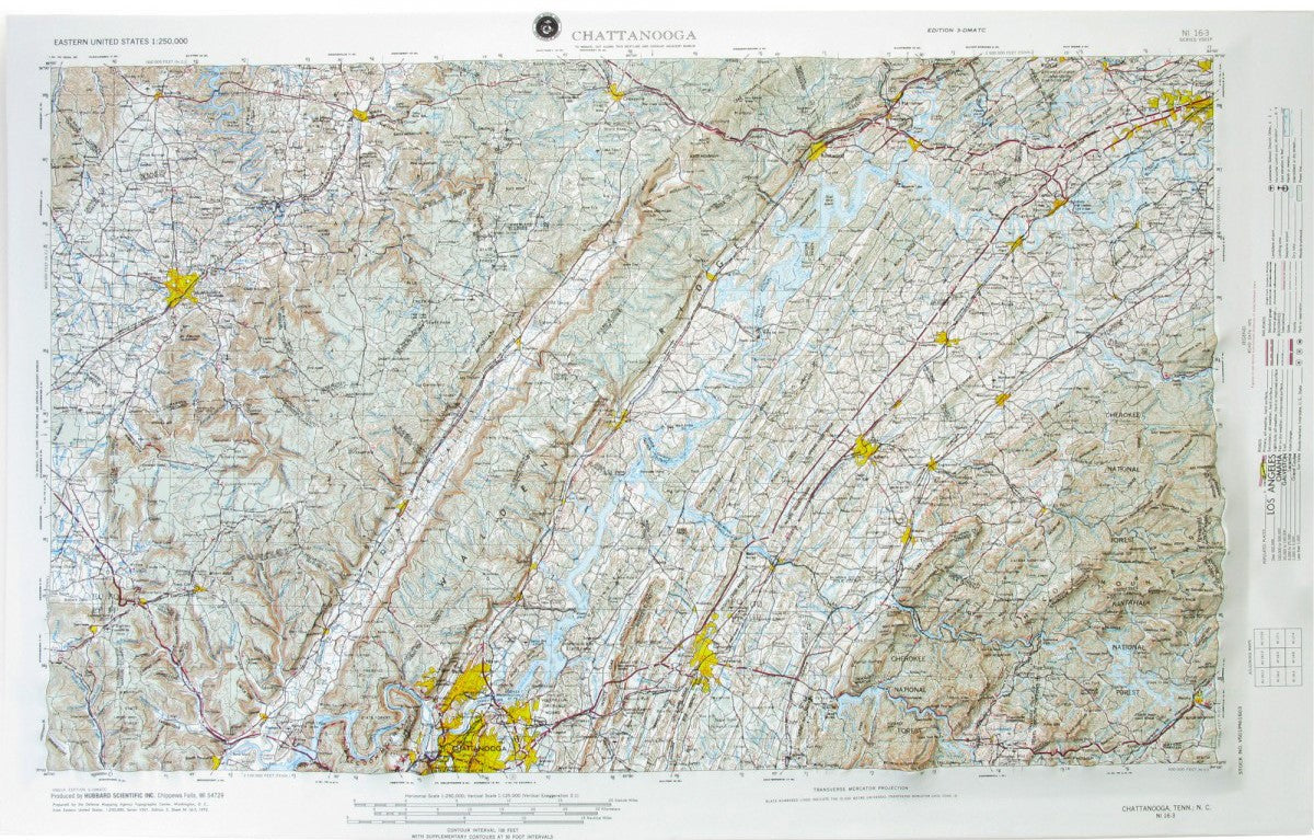 Chattanooga, Tennessee (NI 16-3) Raised Relief Map