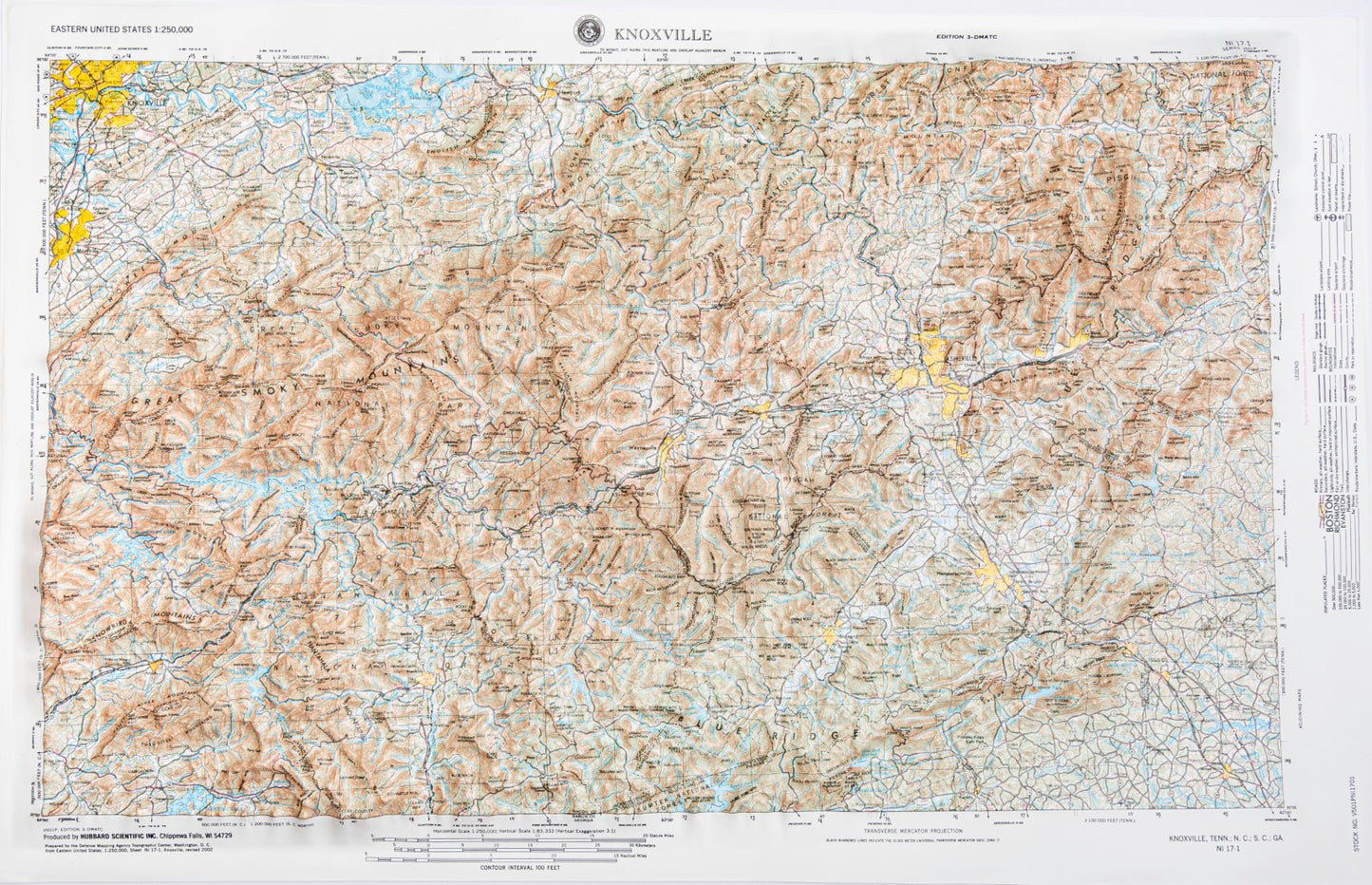 Knoxville, Tennessee (NI 17-1) Raised Relief Map