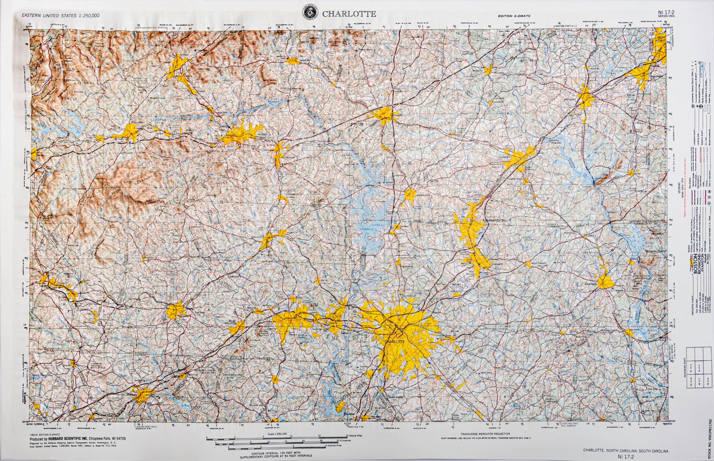 Charlotte, North Carolina (NI 17-2) Raised Relief Map