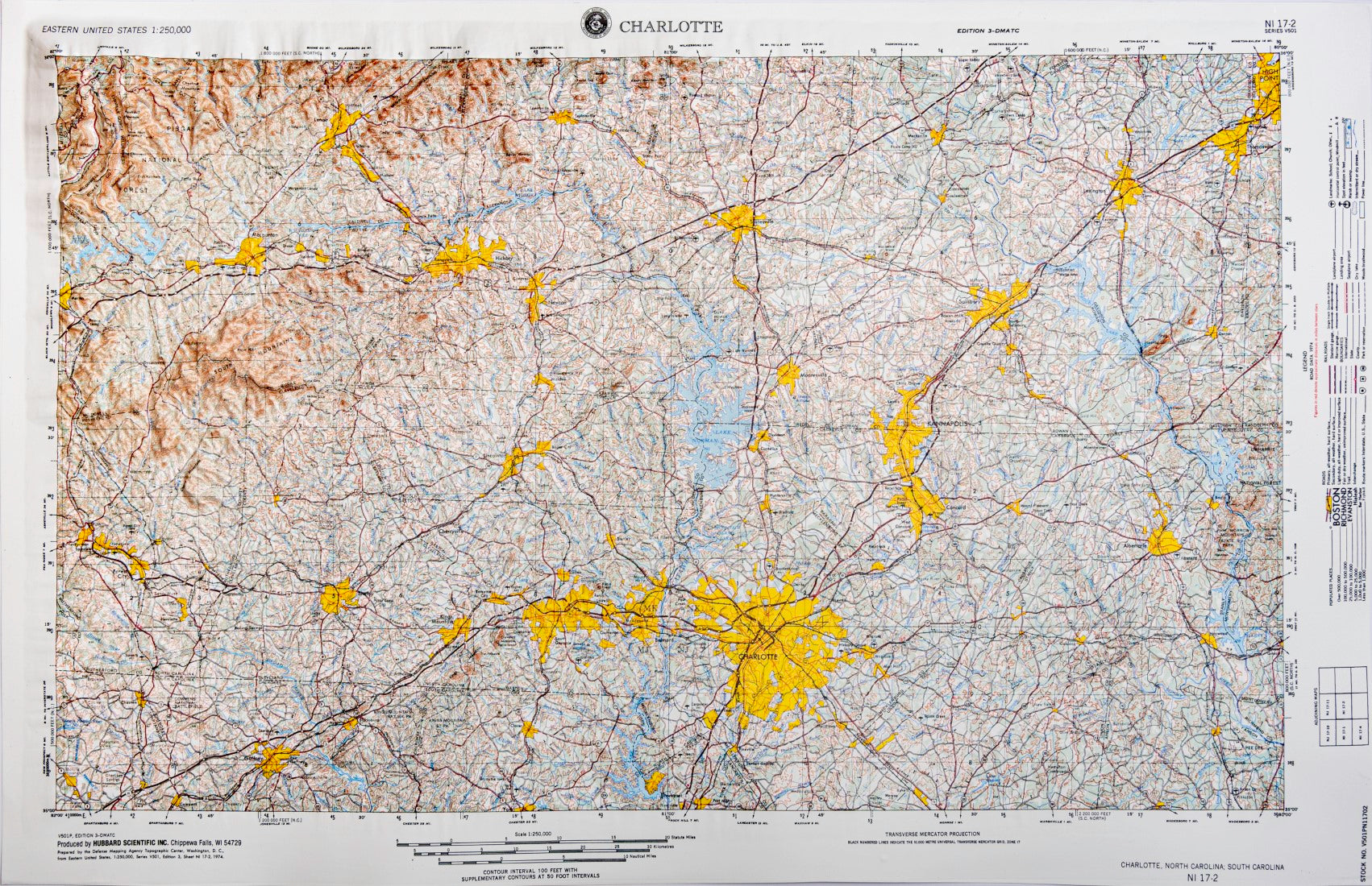Charlotte, North Carolina (NI 17-2) Raised Relief Map
