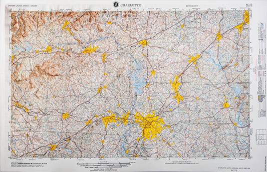 Charlotte, North Carolina (NI 17-2) Raised Relief Map