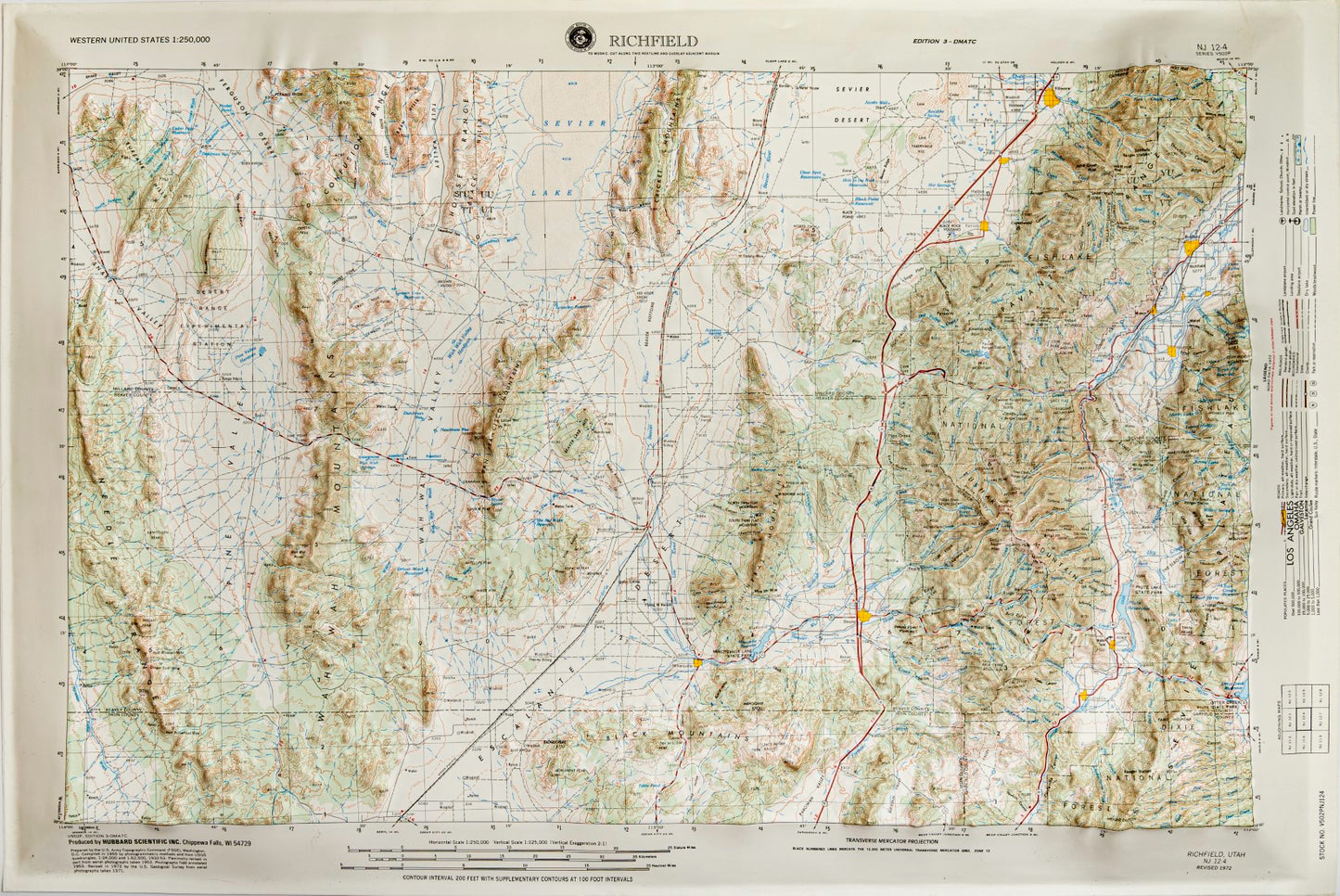 Richfield, Utah (NJ 12-4) Raised Relief Map