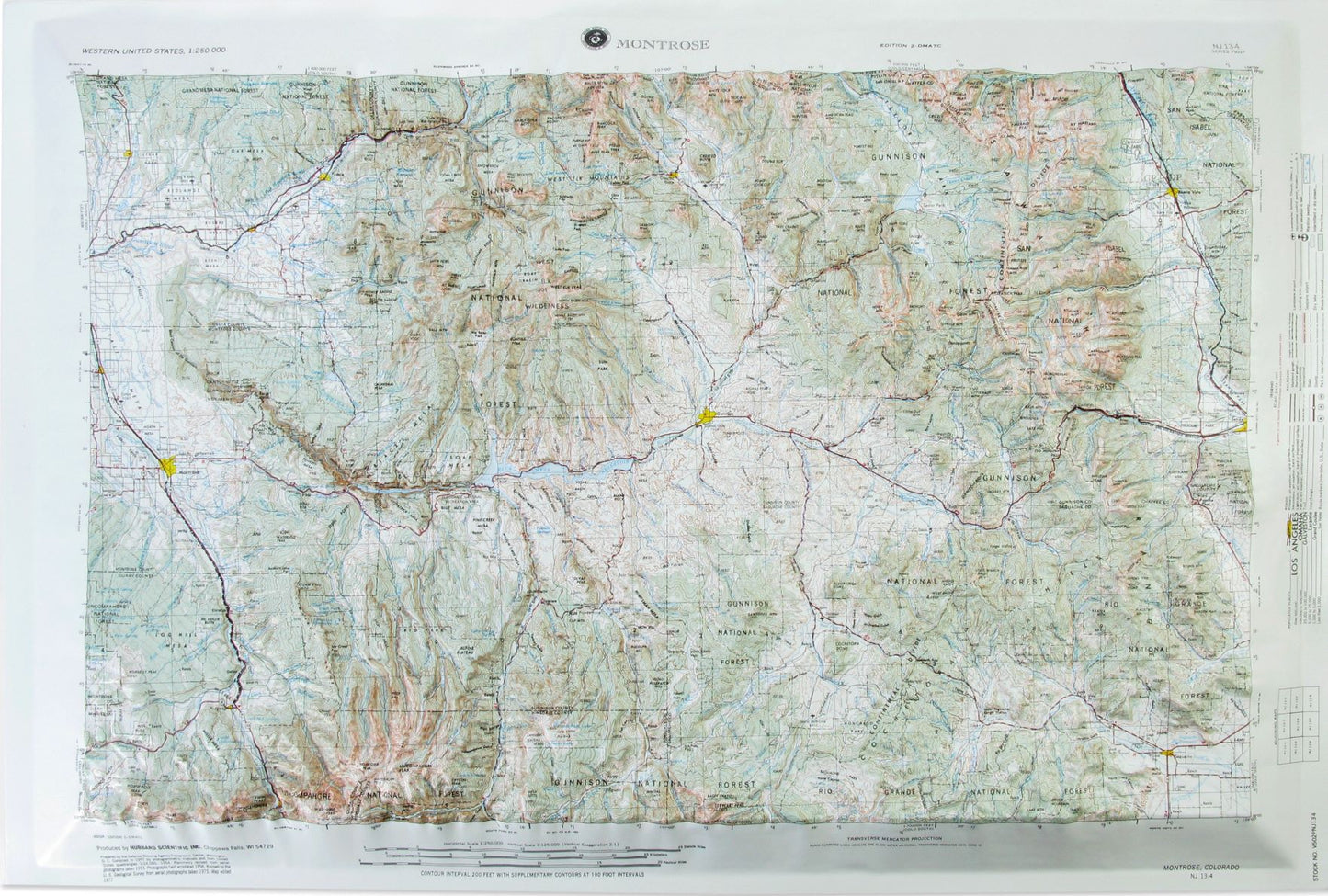 Montrose, Colorado (NJ 13-4) Raised Relief Map