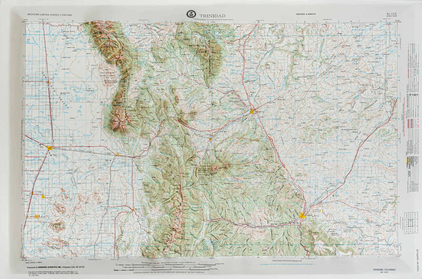 Trinidad, Colorado (NJ 13-8) Raised Relief Map