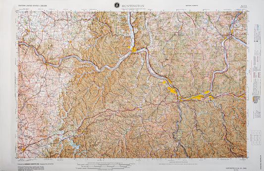 Huntington, West Virginia (NJ 17-4) Raised Relief Map