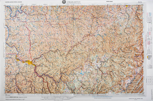 Charleston, West Virginia (NJ 17-5) Raised Relief Map