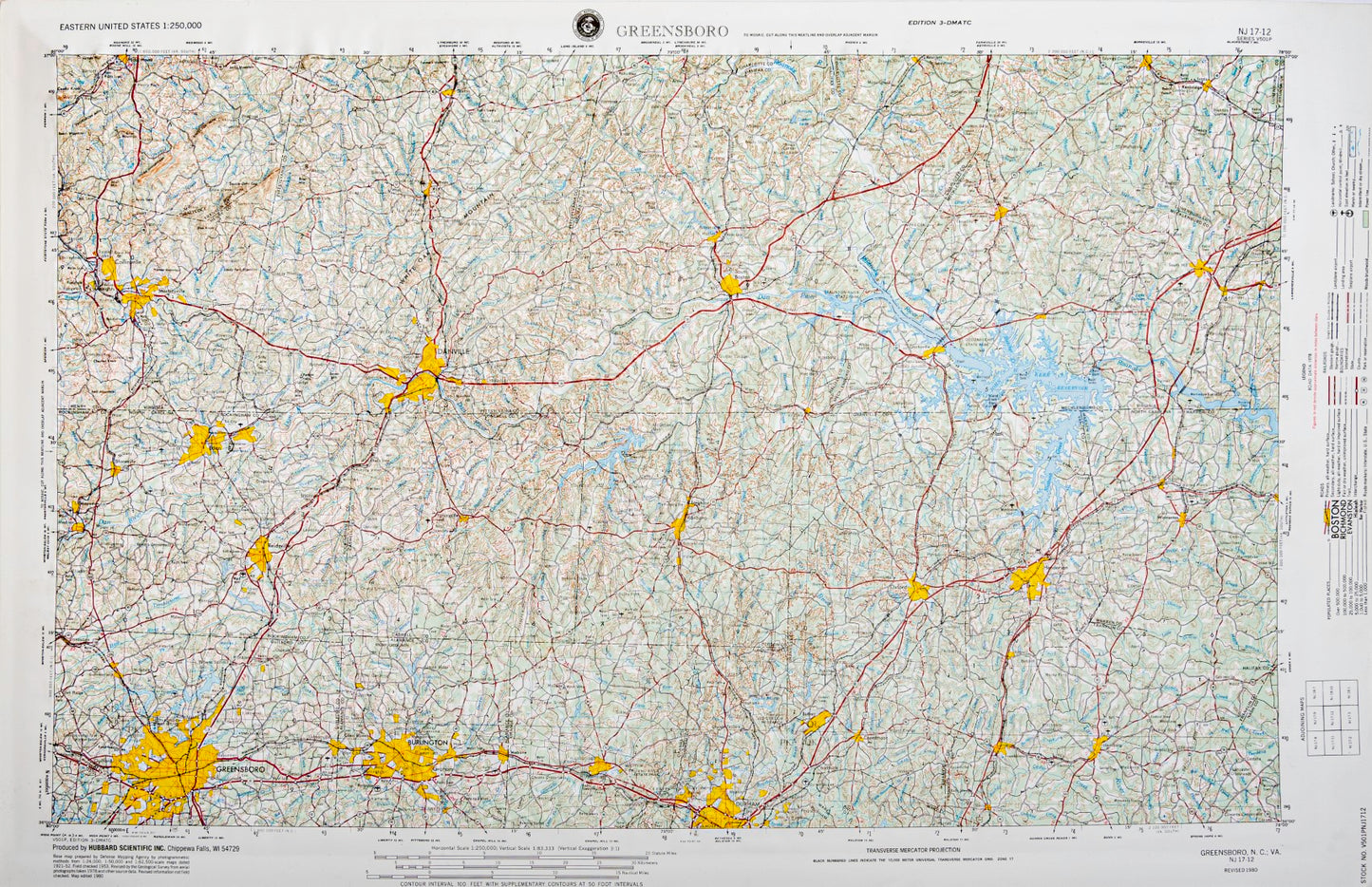 Greensboro, North Carolina (NJ 17-12) Raised Relief Map