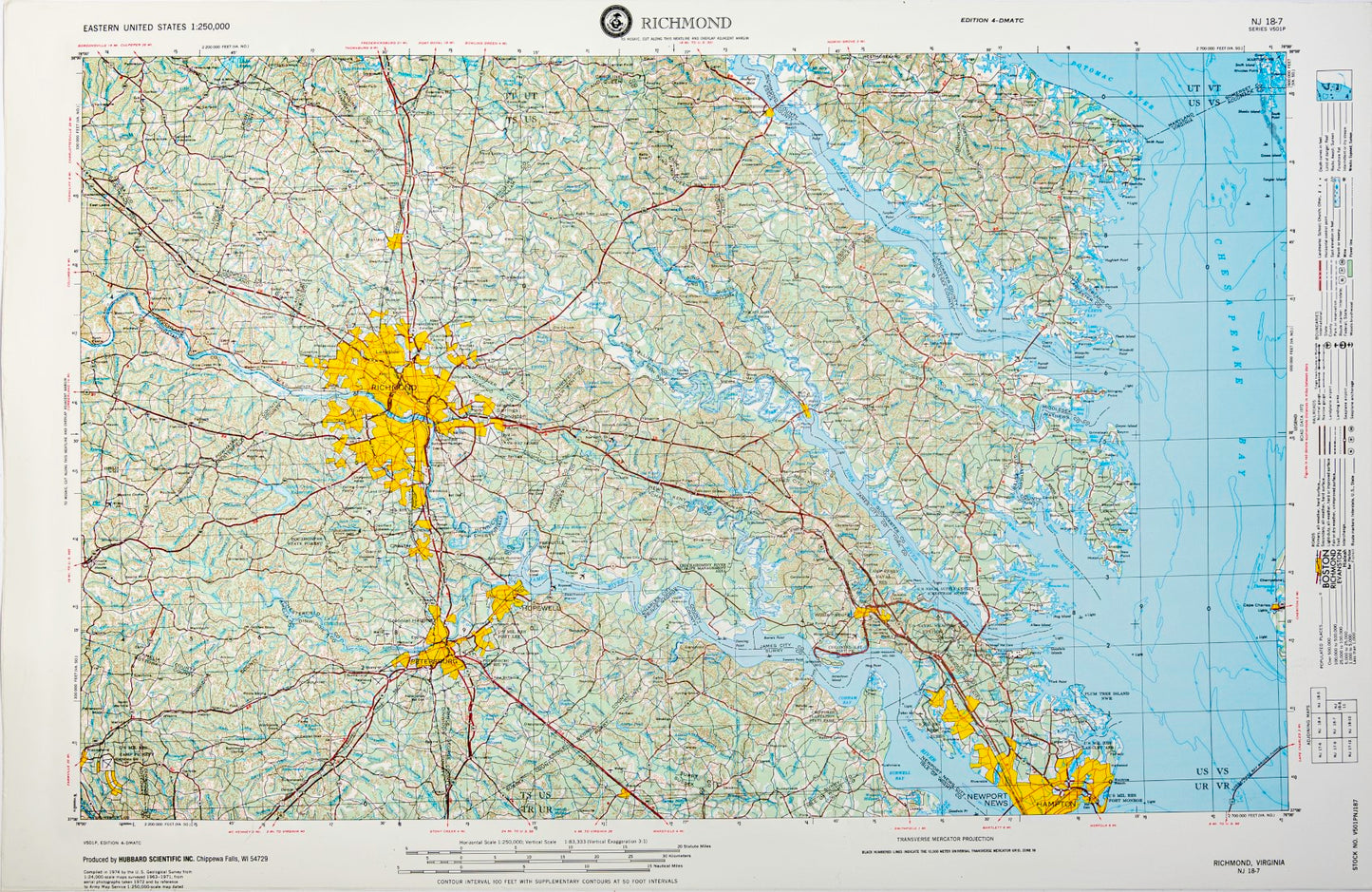 Richmond, Virginia (NJ 18-7) Raised Relief Map