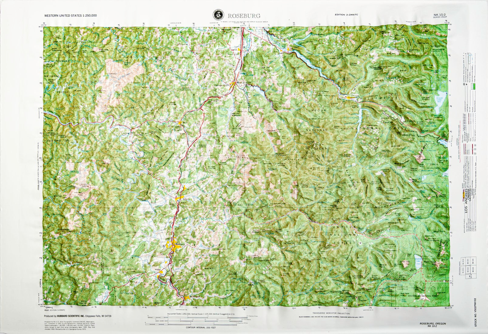 Roseburg, Oregon (NK 10-2) Raised Relief Map