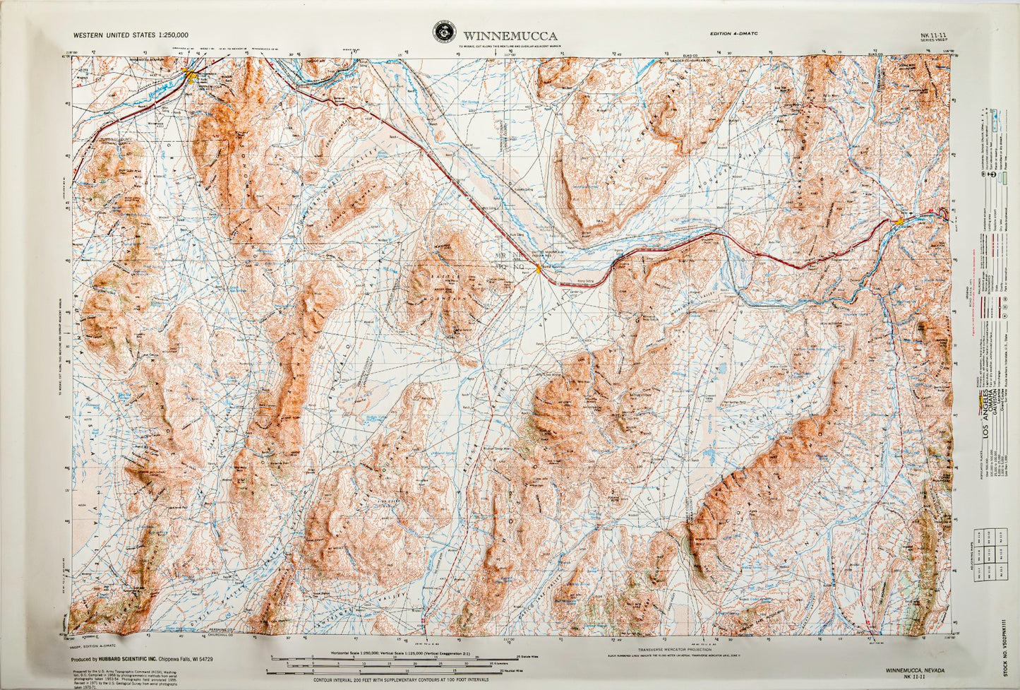 Winnemucca, Nevada (NK 11-11) Raised Relief Map