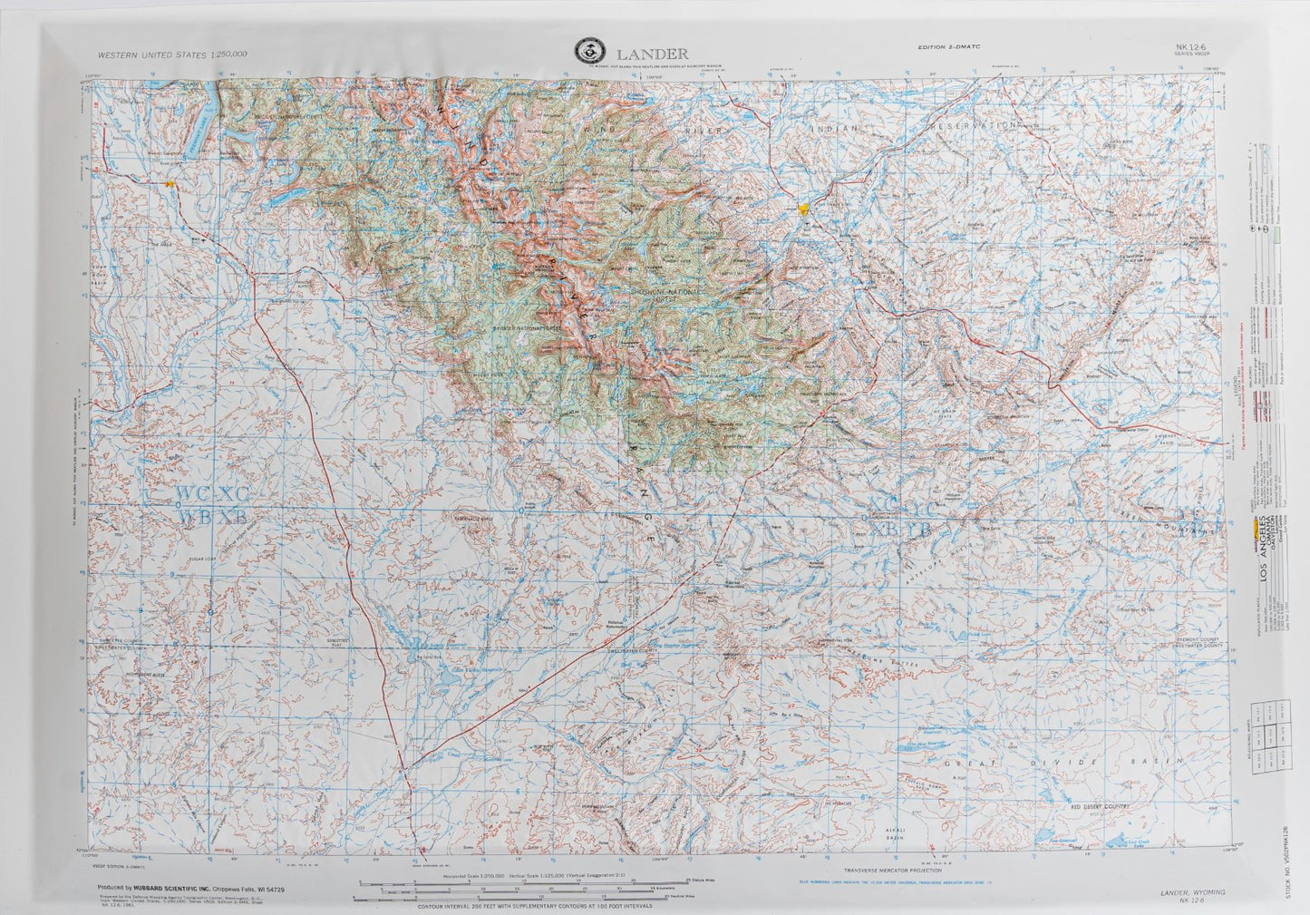 Lander, Wyoming (NK 12-6) Raised Relief Map