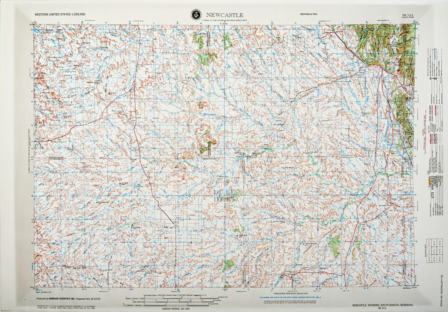 New Castle, Wyoming (NK 13-2) Raised Relief Map