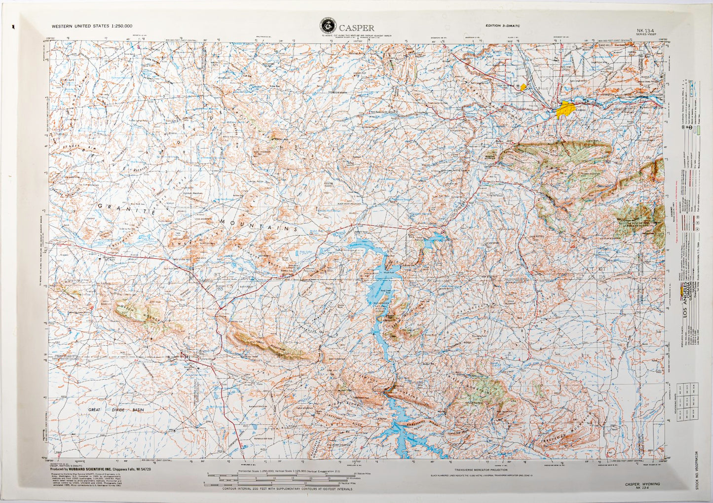 Casper, Wyoming (NK 13-4) Raised Relief Map