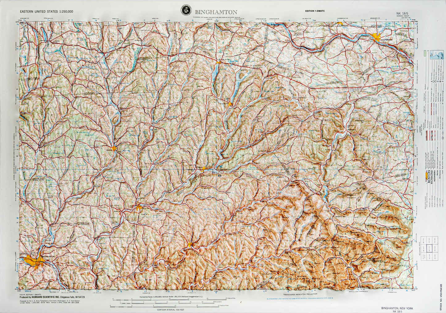 Binghamton, New York (NK 18-5) Raised Relief Map