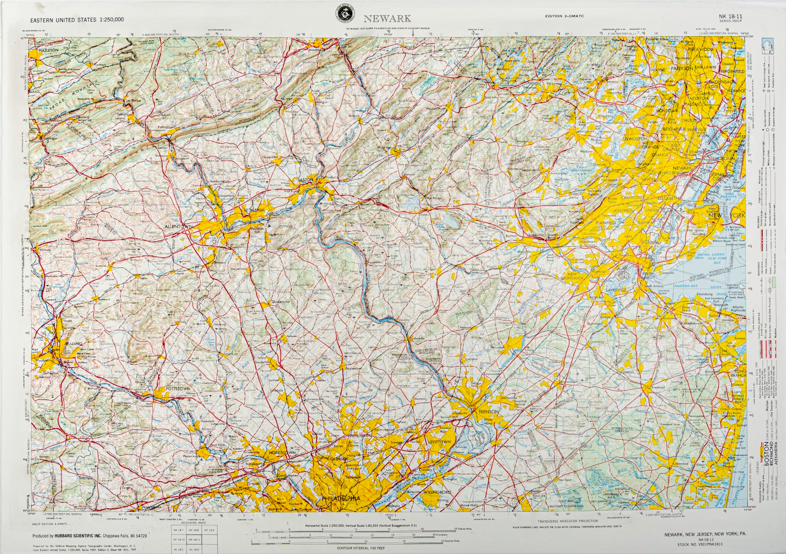 Newark, New Jersey (NK 18-11) Raised Relief Map